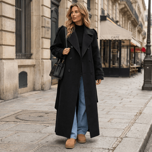 Gia | Gabardina larga clásica con cinturón para mujer
