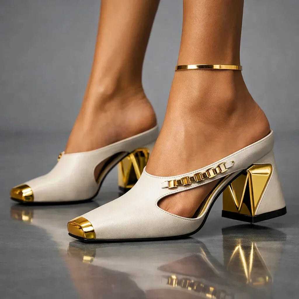 Cutout Block Heel Comfort Sandals