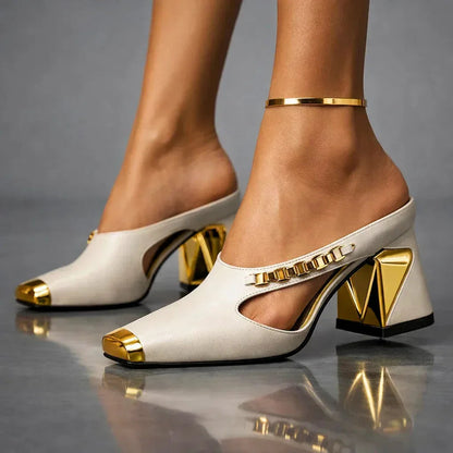 Cutout Block Heel Comfort Sandals