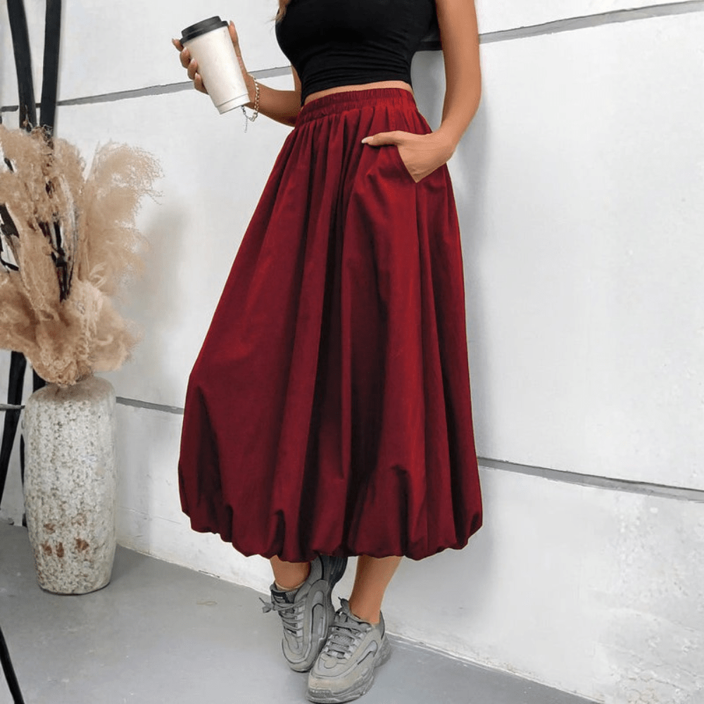Graceful High Waist Midi Skirt