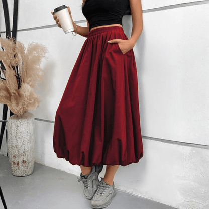 Graceful High Waist Midi Skirt