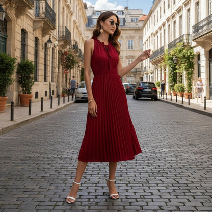 Pleated Halter Dress