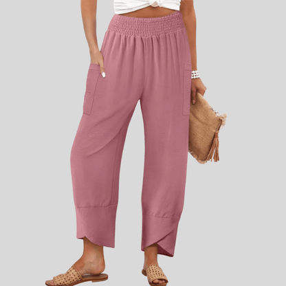 Cozy Elastic Waist Wide Leg Pants