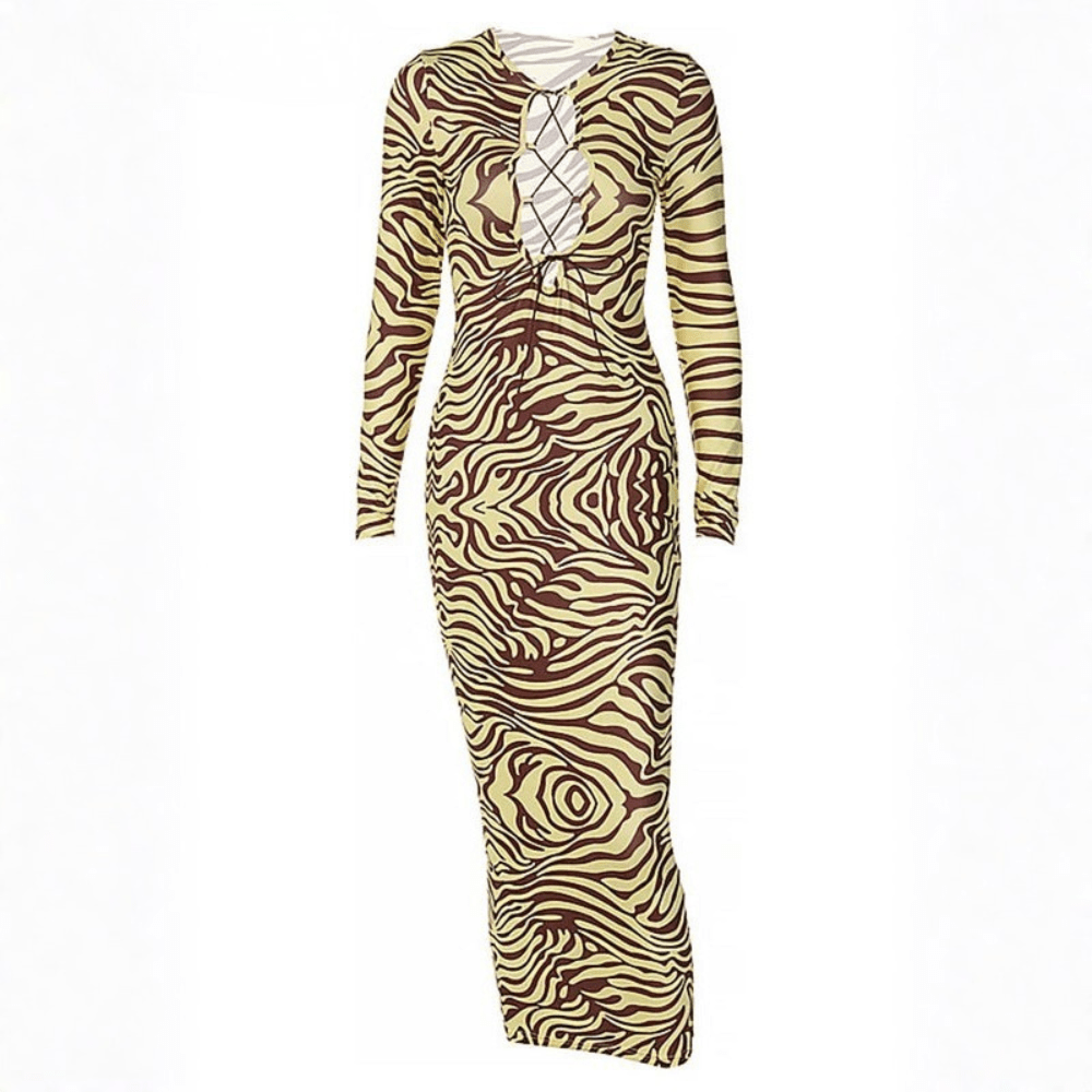 Zebra Print Bodycon Maxi Dress