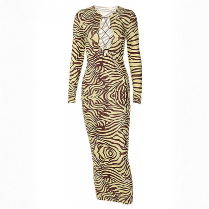 Zebra Print Bodycon Maxi Dress