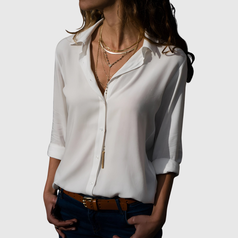 Flowing V-Neck Elegant Style Blouse