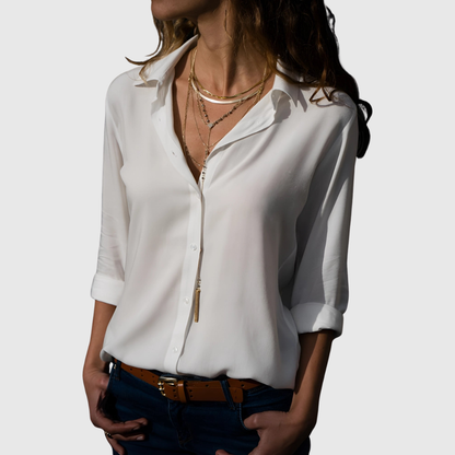 Flowing V-Neck Elegant Style Blouse