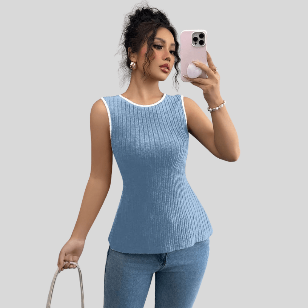 Icy Blue Knit Vest Top
