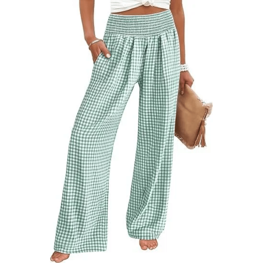Casual Checkered Wide Leg Pants