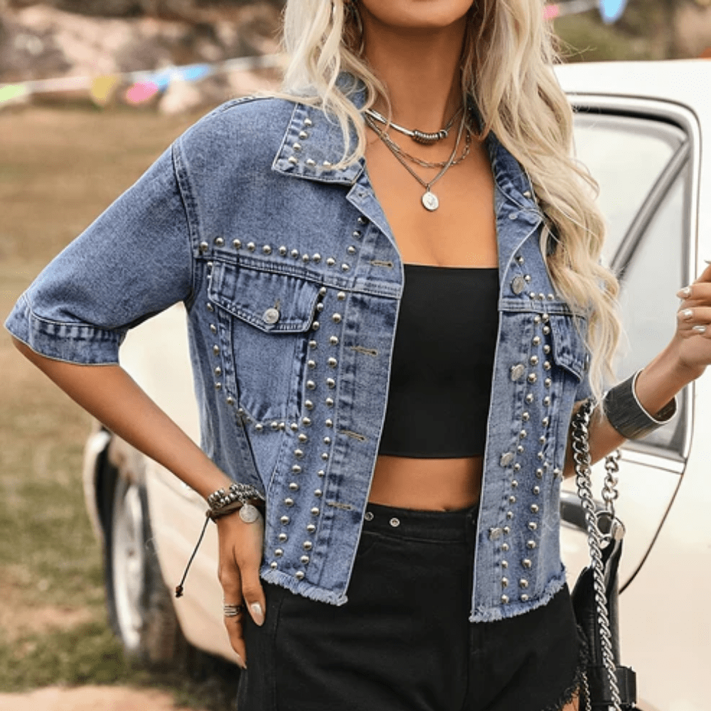 Studded Denim Jacket Cropped