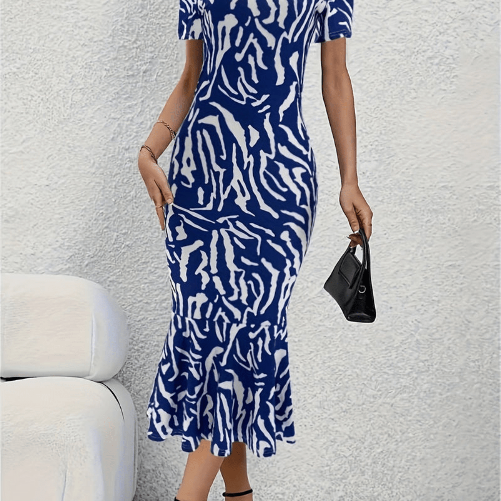 Vibrant Zebra Print Flared Dress
