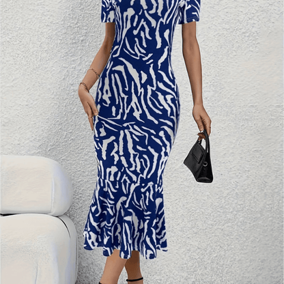 Vibrant Zebra Print Flared Dress