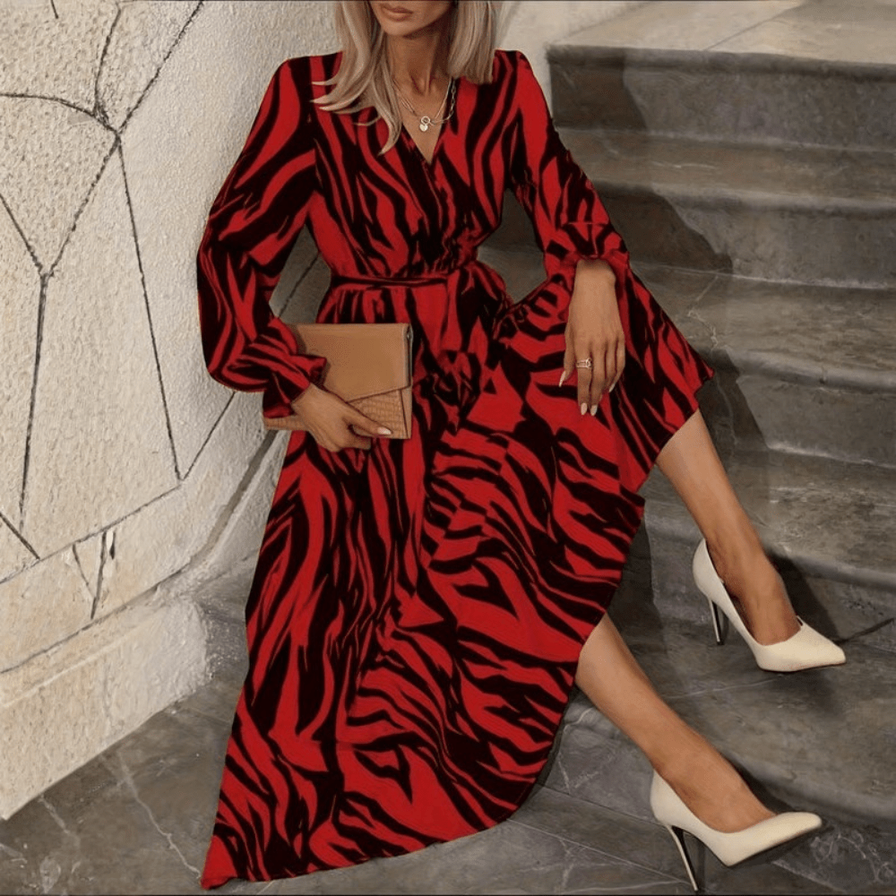 Fließendes Maxikleid mit Zebramuster