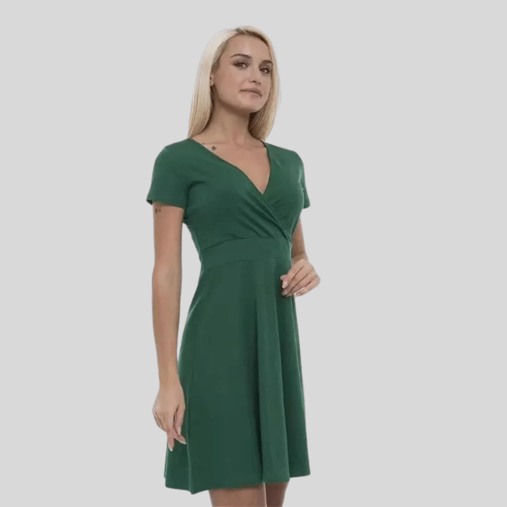 Sleek Mini Dress V Neck