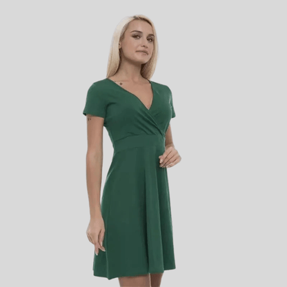 Sleek Mini Dress V Neck