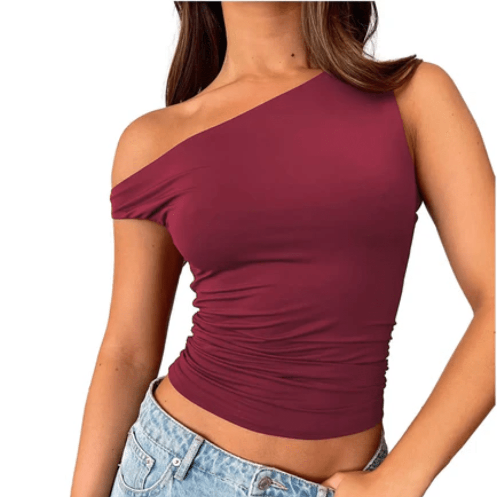 Asymmetrical Off Shoulder Crop Top