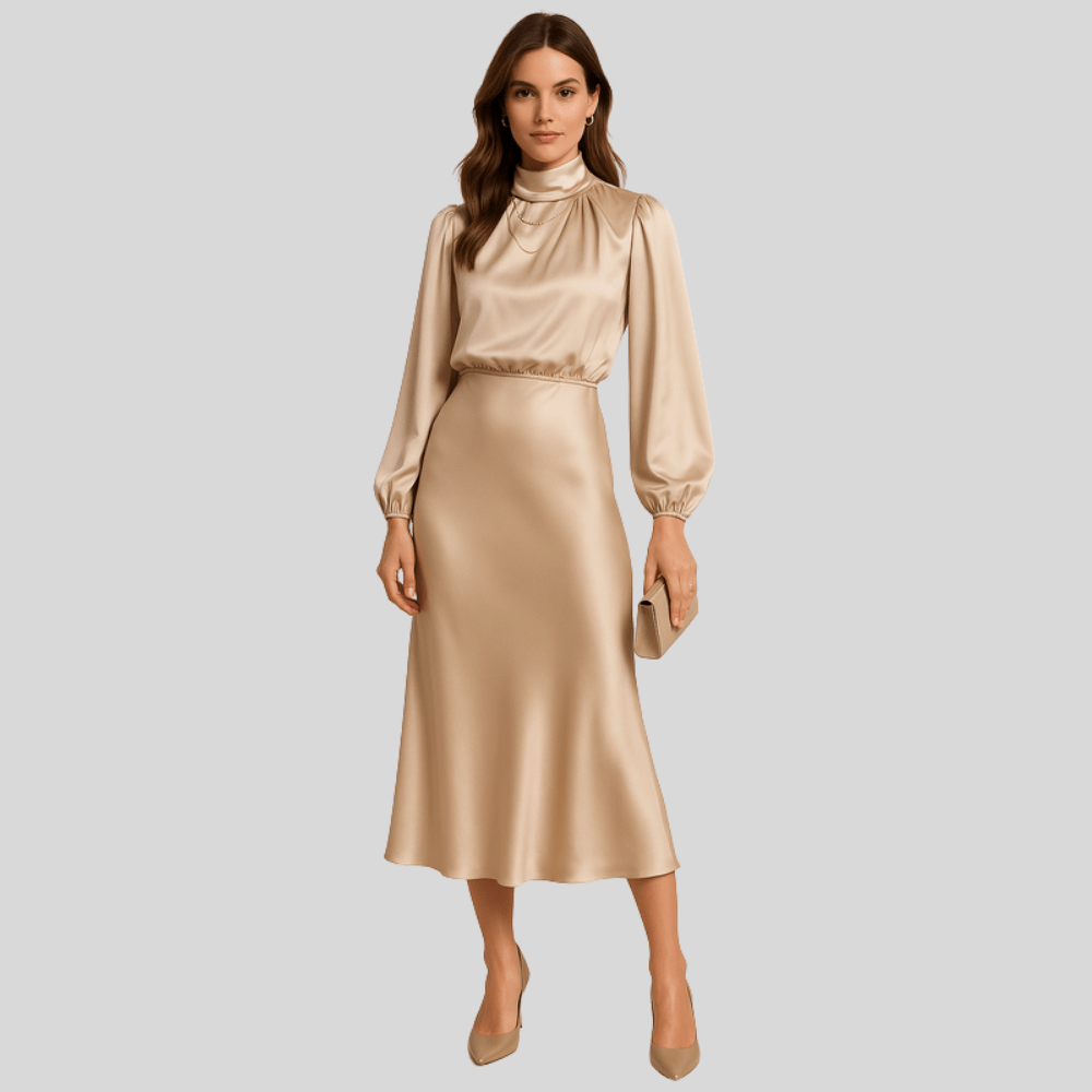 Chic High Waist Midi Dress