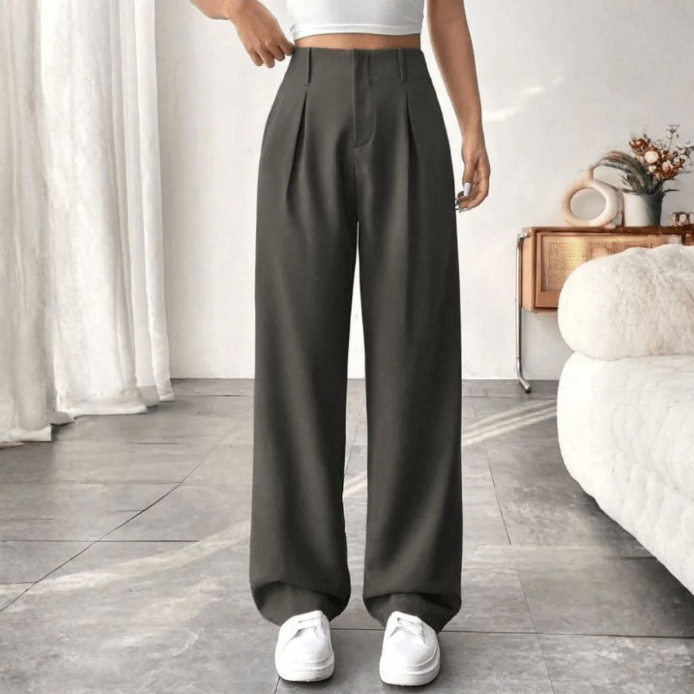 High Waisted Draped Wide Leg Pants