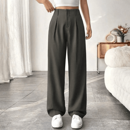 High Waisted Draped Wide Leg Pants