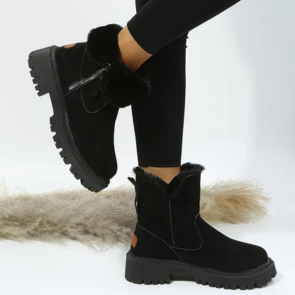 Winter Ankle Boots with Cozy Fuzzy Cuffs