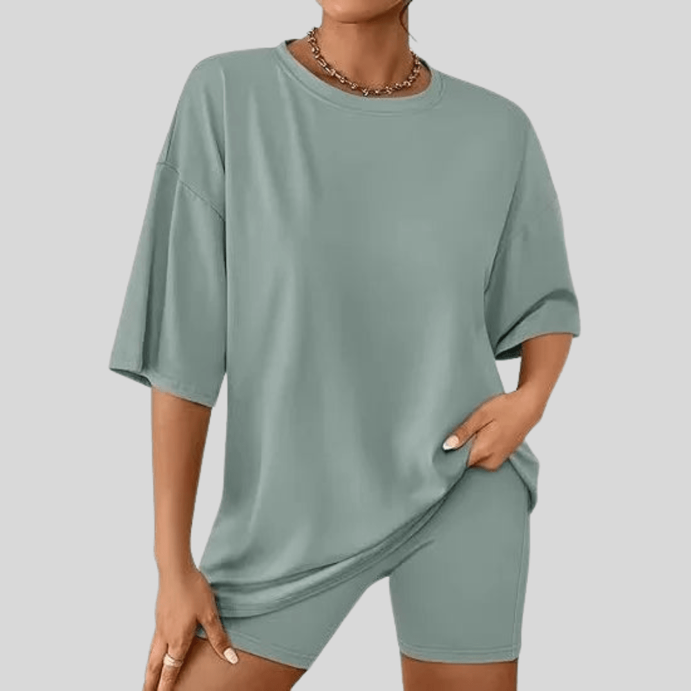 Solid Color T Shirt And Shorts Set