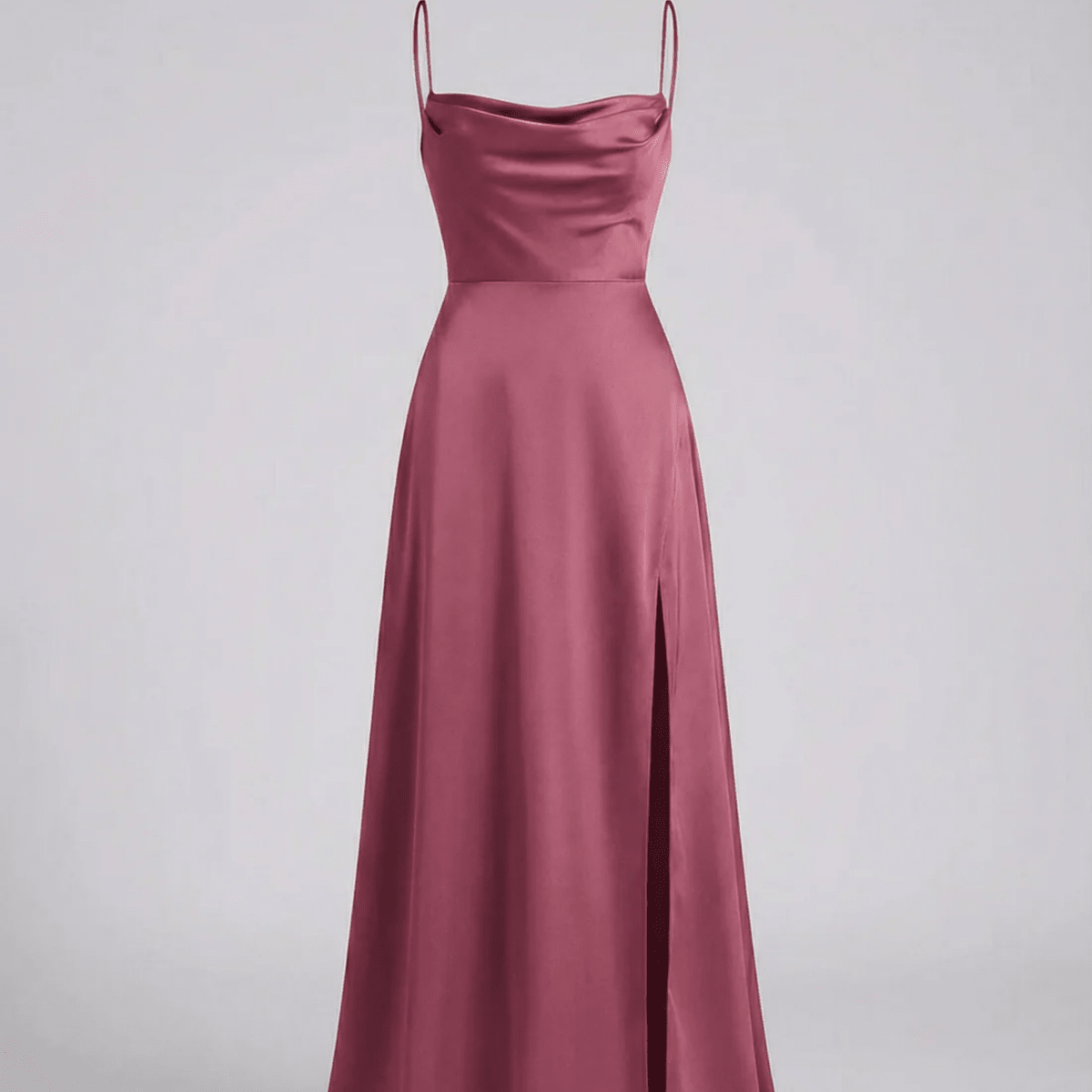 Elegant Cowl Neck Split Maxi Dress