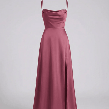 Elegant Cowl Neck Split Maxi Dress