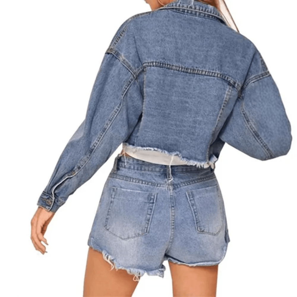 Distressed Denim Jacket Cropped