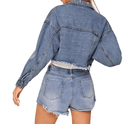 Distressed Denim Jacket Cropped