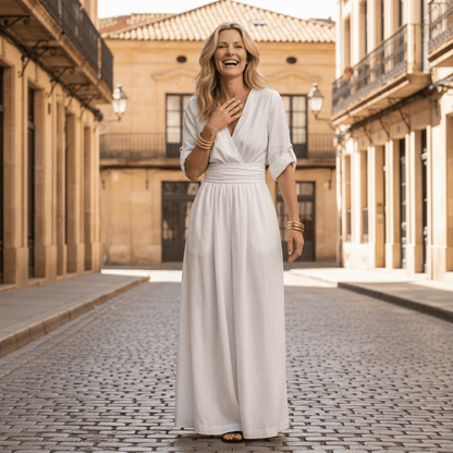 Defined Waist Cross Front Jumpsuit