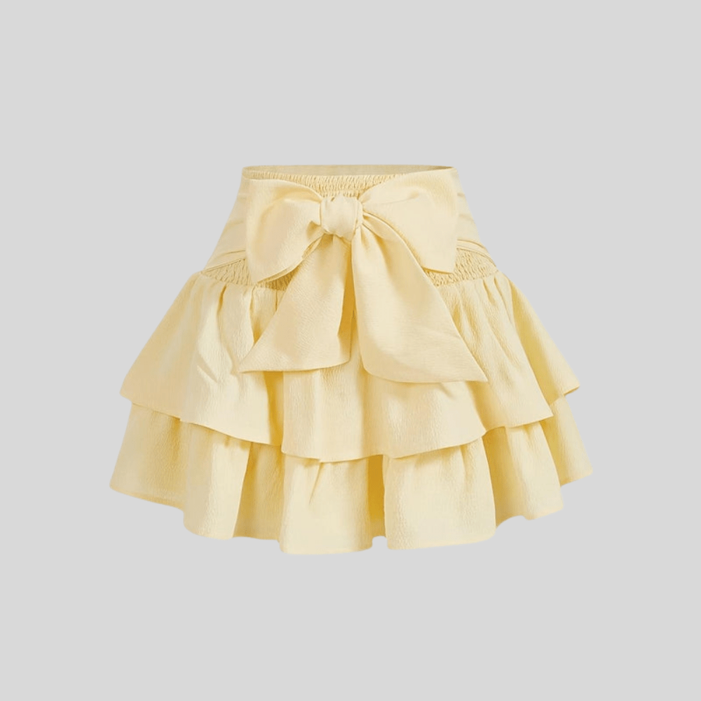Playful Tiered Mini Skirt Bow