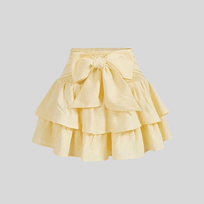 Playful Tiered Mini Skirt Bow
