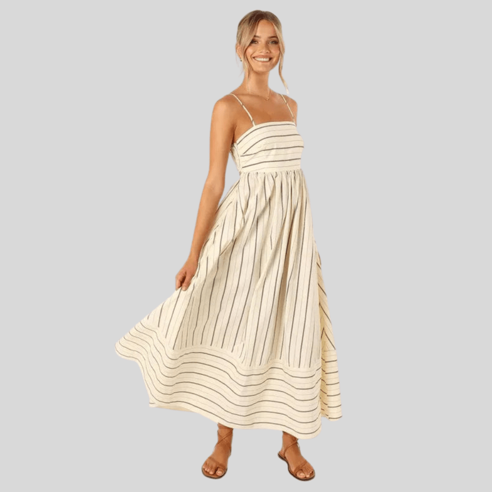Striped Maxi Dress Backless