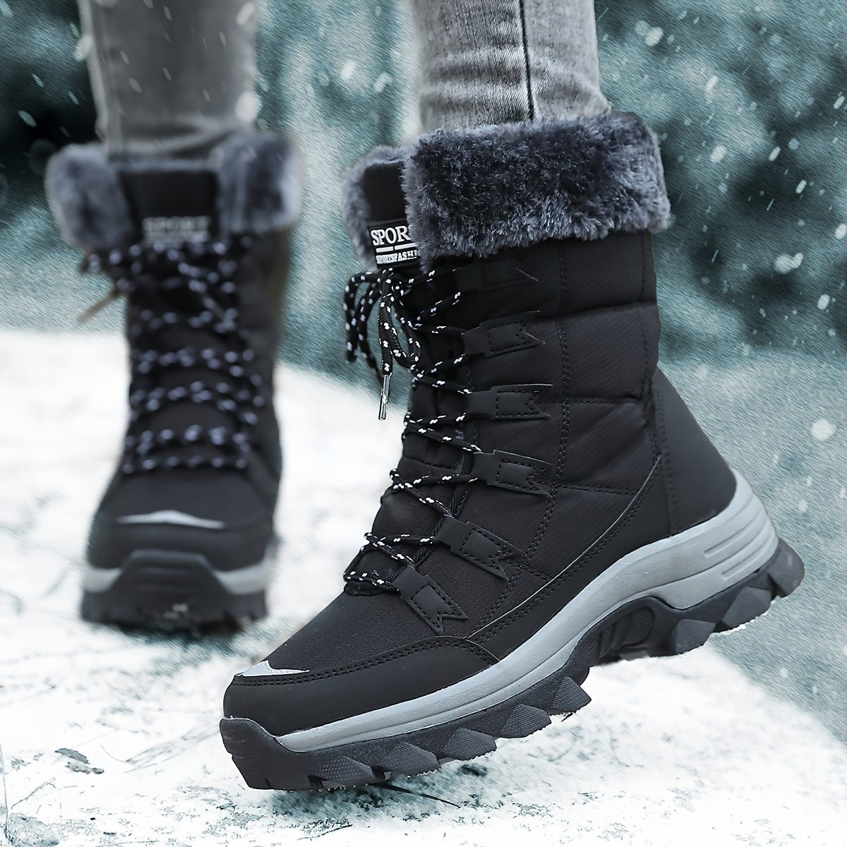 Damen-Schneestiefel mit Kunstfellmanschette