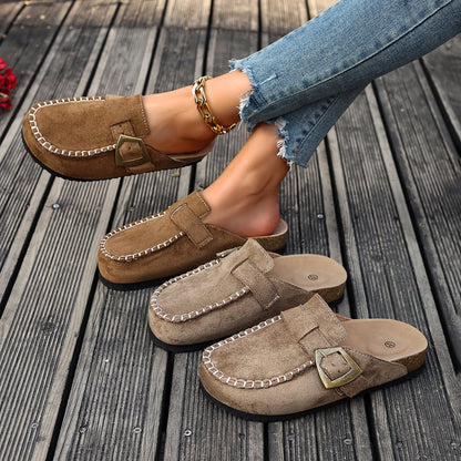 Retro Buckle Mule Flats