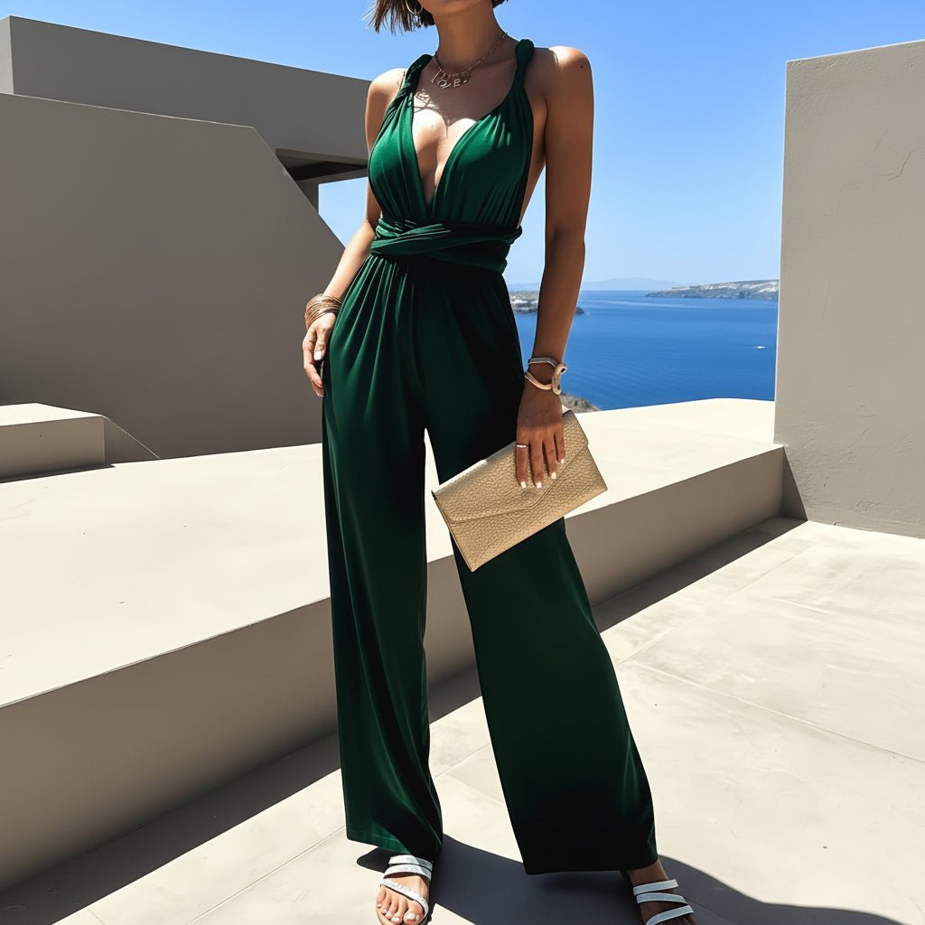 Deep Halter Neck Jumpsuits