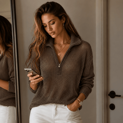 Faye | Women's Half-Zip Knit Winter Jumper