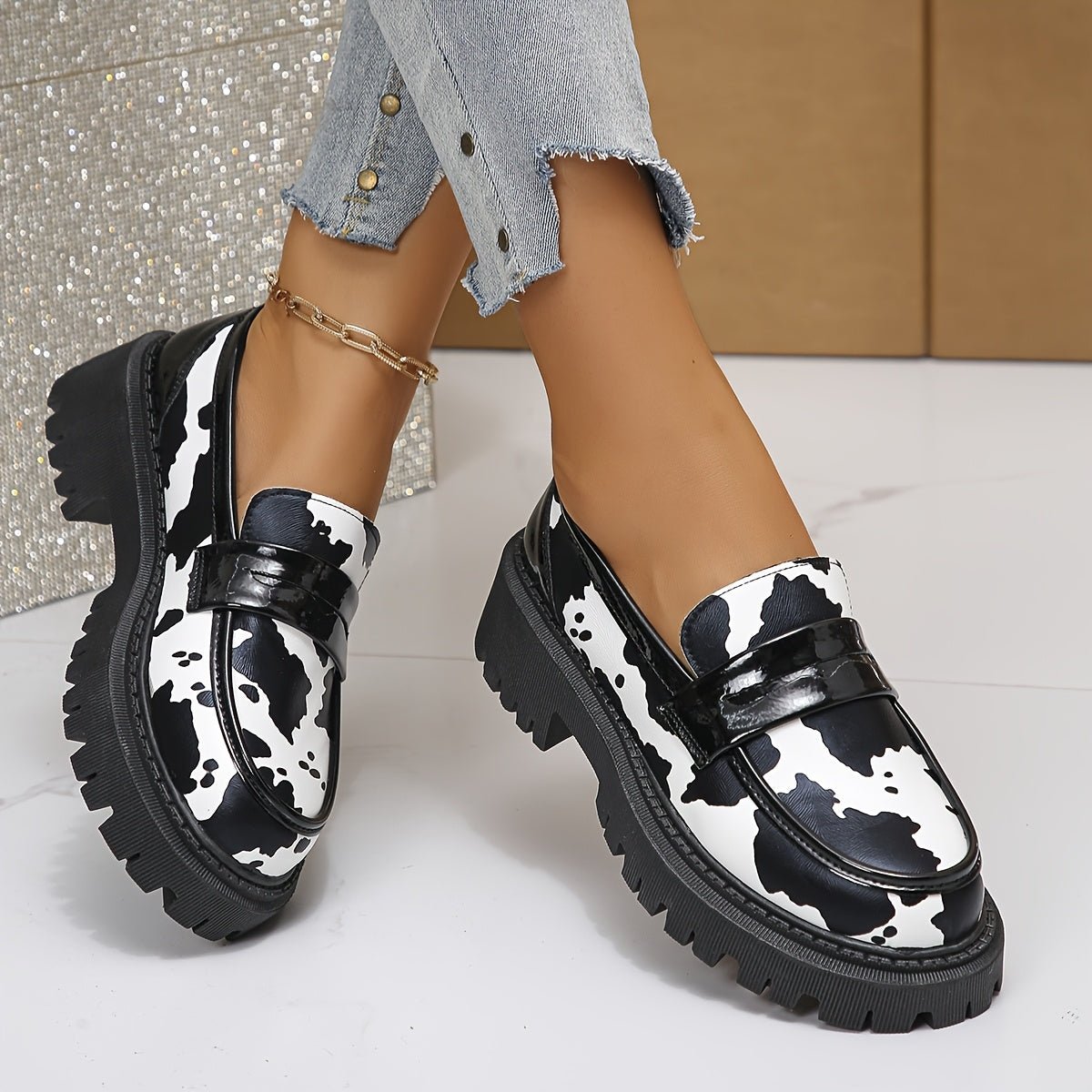 Bold Zebra Slip On Loafers