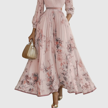 Elegant V Neck A Line Midi Dress