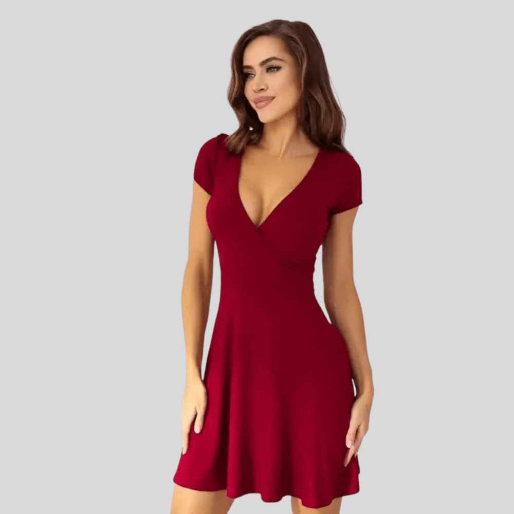 Sleek Mini Dress V Neck