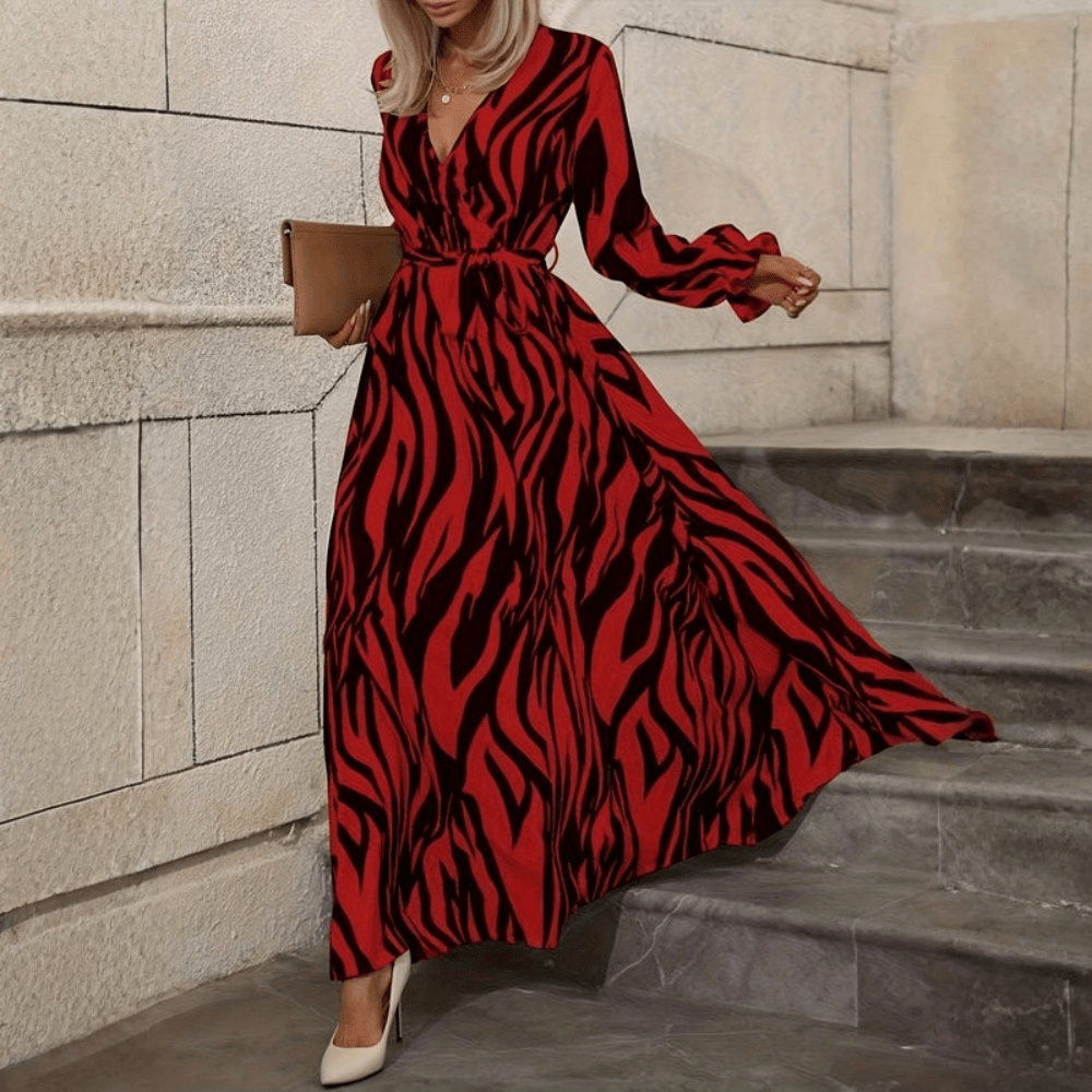 Fließendes Maxikleid mit Zebramuster