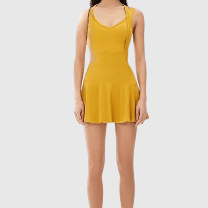 Sleeveless Tennis Workout Dress With Shorts