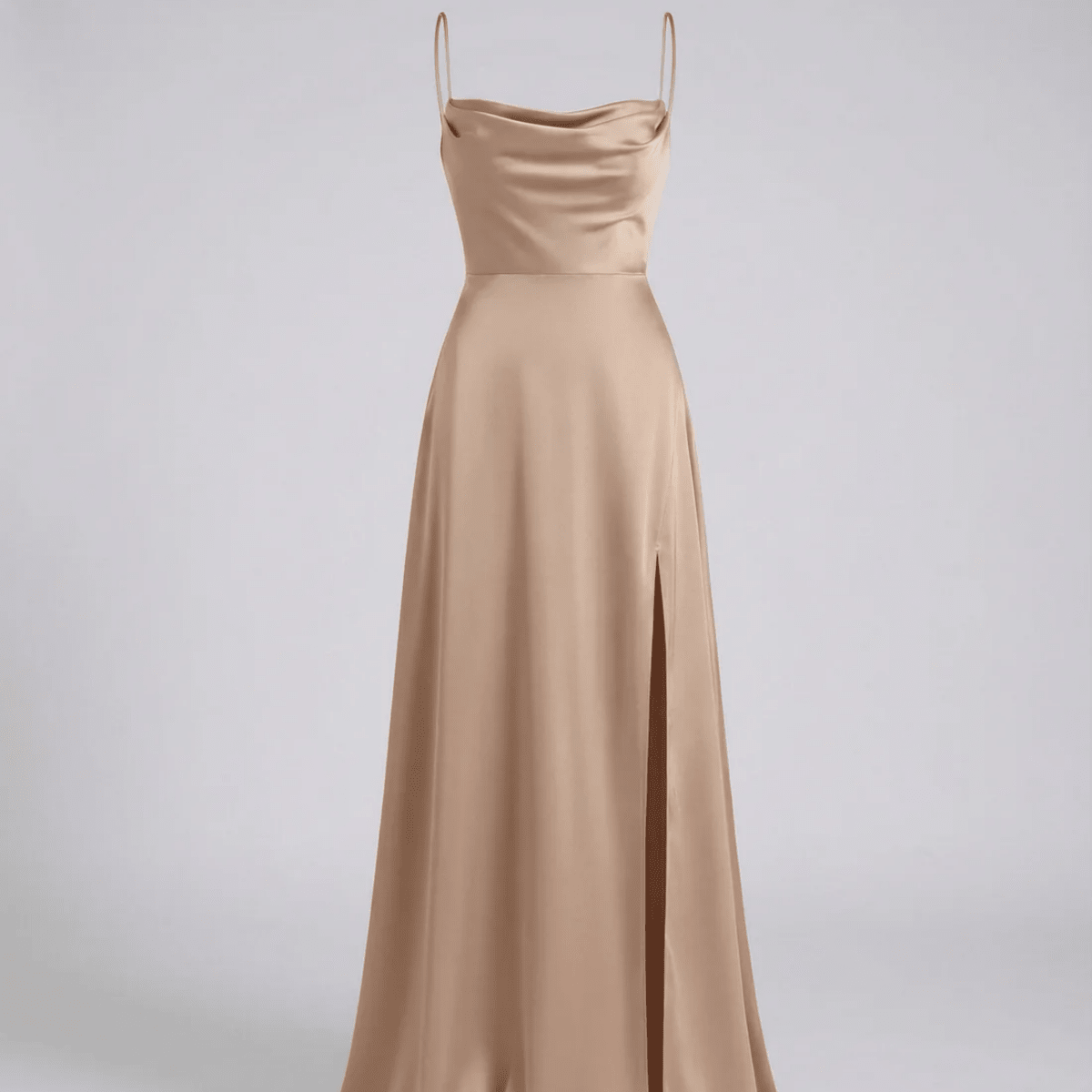 Elegant Cowl Neck Split Maxi Dress