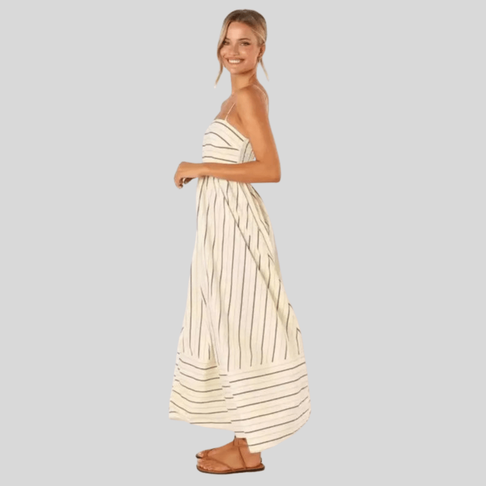 Striped Maxi Dress Backless