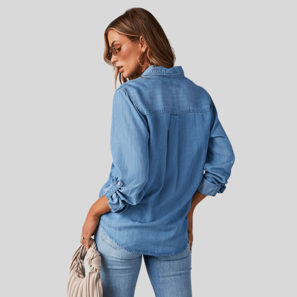 Polished Denim Shirt Chest Pockets