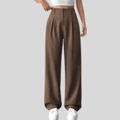 High Waisted Draped Wide Leg Pants