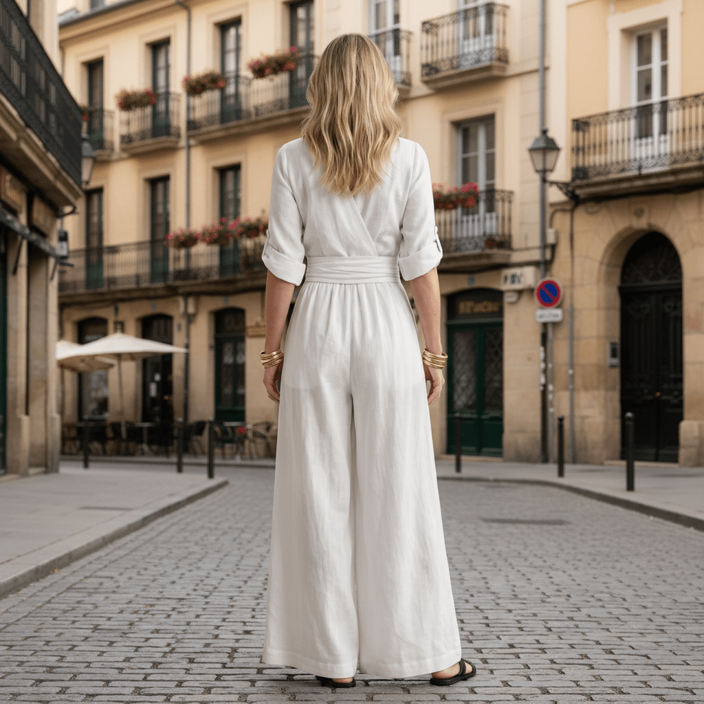 Defined Waist Cross Front Jumpsuit