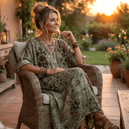 Button Front Embroidered Midi Dress