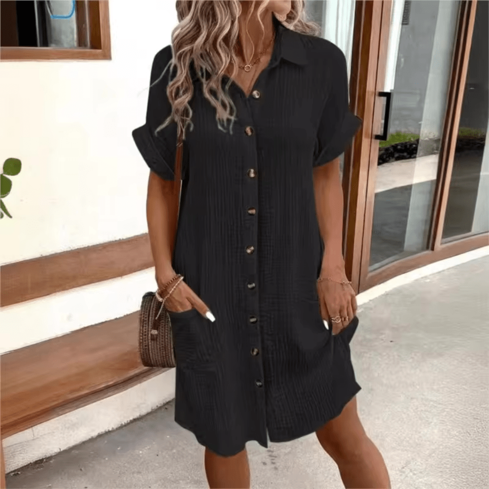 Breathable Linen Shirt Dress