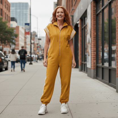 Sporty Stripe Panel Jumpsuit
